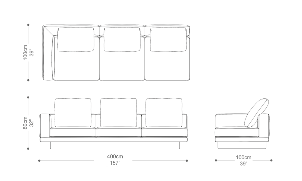 Image of the main dimensions of the product